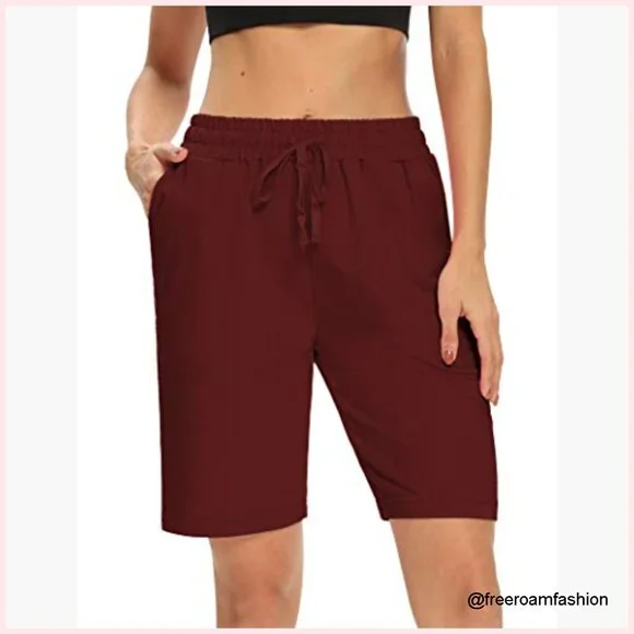 Loose Fit Yoga Shorts with Drawstring and 3 Pockets for Lounge and Active Wear - Picture 2 of 7